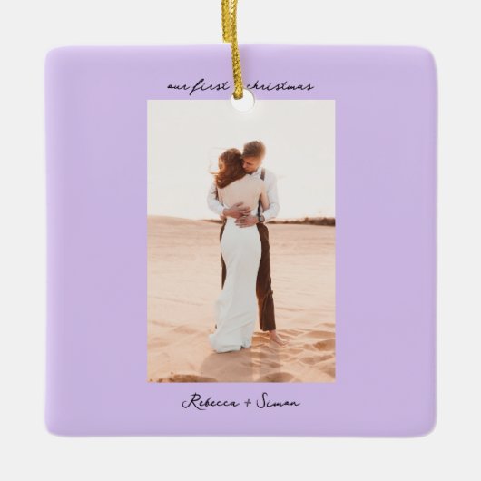 Simple Minimalist Script Photo セラミックオーナメント (正面)