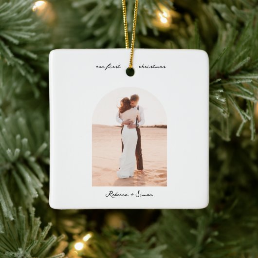 Simple Minimalist Script Photo Boho Arc セラミックオーナメント (ツリー)