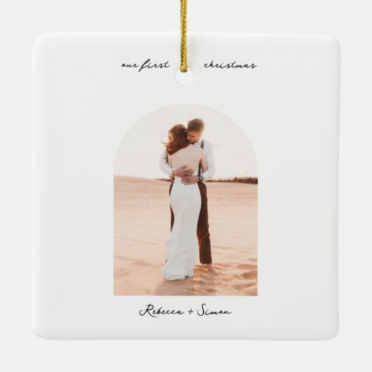 Simple Minimalist Script Photo Boho Arc セラミックオーナメント (裏面)