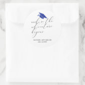 Simple Minimalist Script the Adventure Begins Grad ラウンドシール (バッグ)