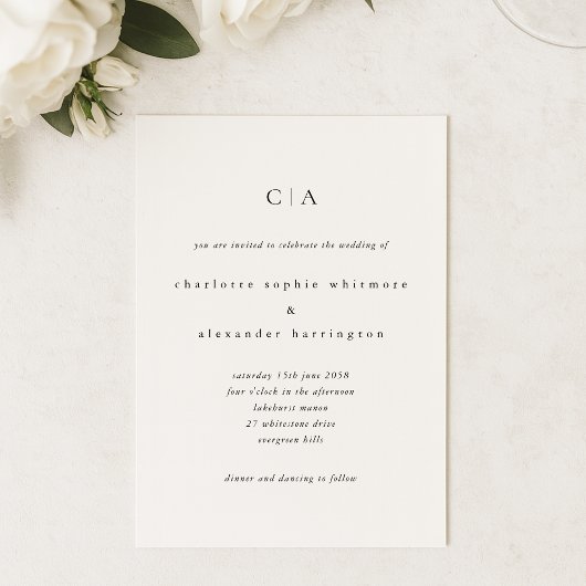 Simple, minimalist, small letters, small caps  招待状