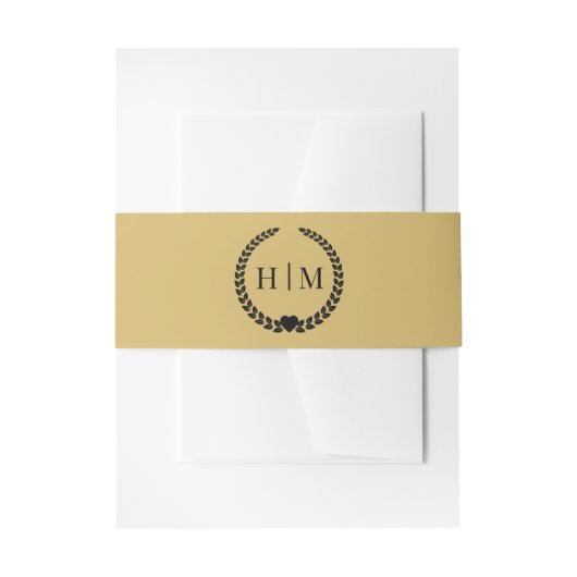 Simple Minimalist Soft Gold Monogram  招待状ベリーバンド (正面例)