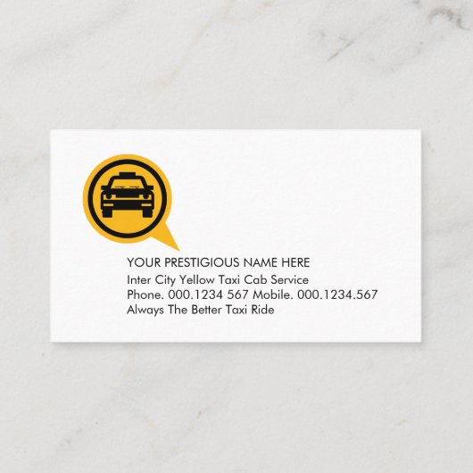 Simple Minimalist Taxi Service Driving 名刺 (裏面)
