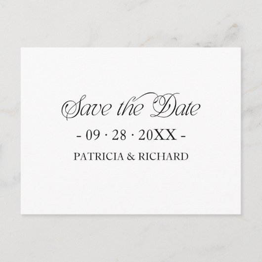Simple Minimalist Typography Save the Date ポストカード (正面)