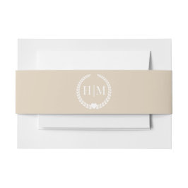 Simple Minimalist Warm Sand Monogram 招待状ベリーバンド