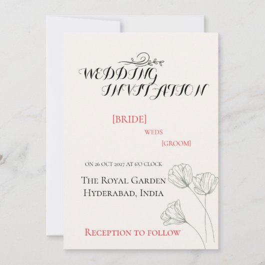 Simple Minimalist Wedding Invitation 招待状 (正面)