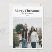Simple Minimalist White Modern Photo Christmas シーズンカード (正面)
