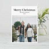Simple Minimalist White Modern Photo Christmas シーズンカード (スタンド正面)