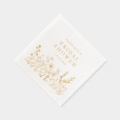 Simple Minimalist  Wildflower Bridal Shower Gold 箔ナプキン (右)