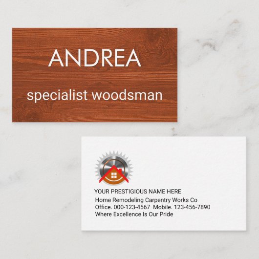 Simple Minimalist Wood Timber Carpentry 名刺 (正面/裏面)