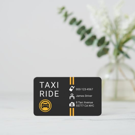 Simple Minimalist Yellow Taxi Lines 名刺 (スタンド正面)