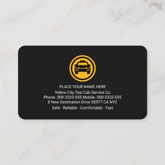 Simple Minimalist Yellow Taxi Lines 名刺 (裏面)