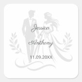 Simple Minimalistc Elegant Custom Name Wedding スクエアシール (正面)