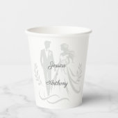 Simple Minimalistc Elegant Custom Name Wedding 紙コップ (正面)
