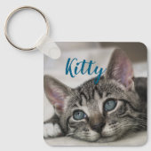 Simple Minimalistic Custom Pet Name and Photo  キーホルダー (正面)