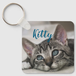 Simple Minimalistic Custom Pet Name and Photo  キーホルダー