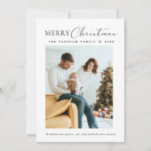 Simple Minimalistic Merry Christmas family photo シーズンカード (正面)