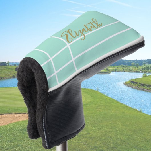 Simple mint green minimalist custom name ladies ゴルフヘッドカバー