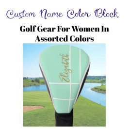 Simple mint green minimalist custom name ladies  ゴルフヘッドカバー