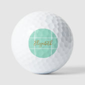 Simple mint green minimalist custom name ladies ゴルフボール (正面)
