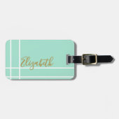 Simple mint green minimalist custom name ladies  ラゲッジタグ (正面横)