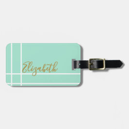Simple mint green minimalist custom name ladies  ラゲッジタグ