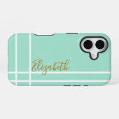 Simple mint green minimalist custom name ladies  iPhone 16ケース (裏面横)