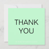 Simple Mint Green Wedding Thank You Square  ノートカード (正面)