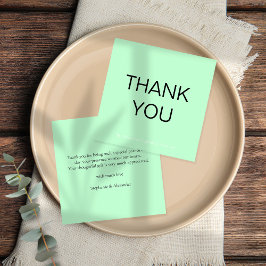 Simple Mint Green Wedding Thank You Square  ノートカード