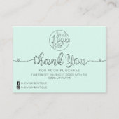 Simple Mint Handwritten Hearts Customer Thank You 名刺 (正面)