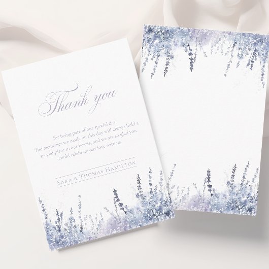 Simple Misty Watercolor Abstract Lavender Wedding サンキューカード