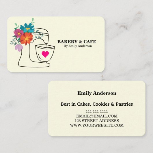 Simple Mixer Floral Cake Bakery  名刺 (正面/裏面)