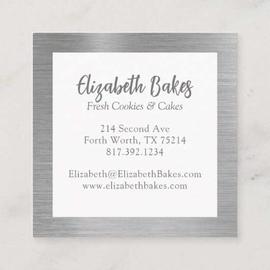 Simple Mixer Floral Cake Bakery Business Card スクエア名刺 (裏面)