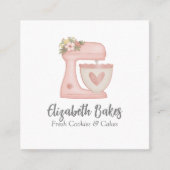 Simple Mixer Floral Cake Bakery Business Card スクエア名刺 (正面)