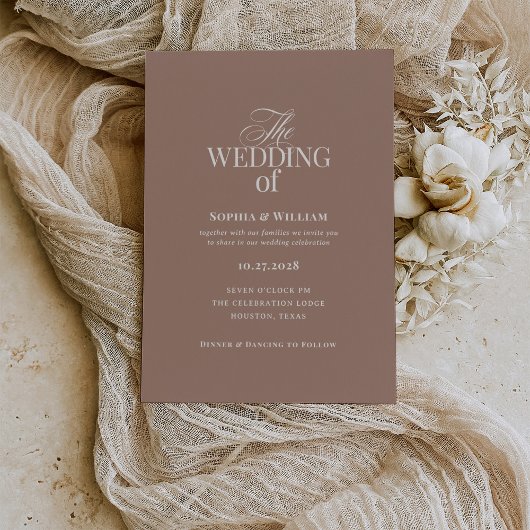 Simple Mocha Taupe | Luxe Neutral Wedding 招待状