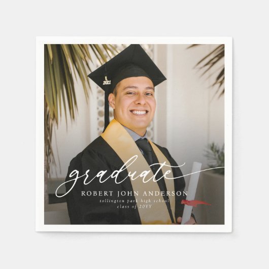 Simple Modern 2026 Photo Graduation スタンダードカクテルナプキン (正面)
