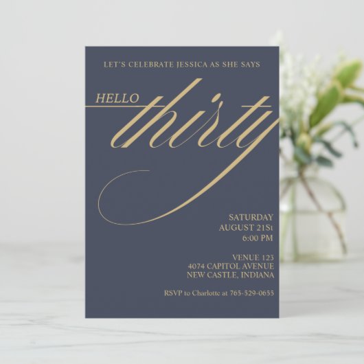 Simple Modern 30th Birthday 招待状 (スタンド正面)