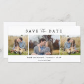Simple Modern 3 Photo Wedding Save the Date セーブザデート (正面/裏面)