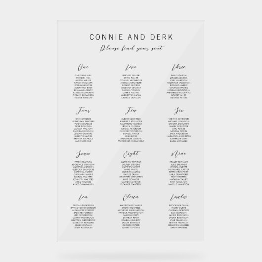 Simple Modern Acrylic Wedding Seating Chart アクリルサイン (正面)