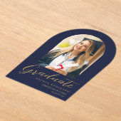 Simple Modern Arch Photo Graduation Gold アクリル招待状 (レイダウン)