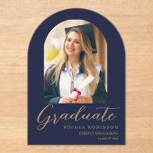 Simple Modern Arch Photo Graduation Gold アクリル招待状 (正面)