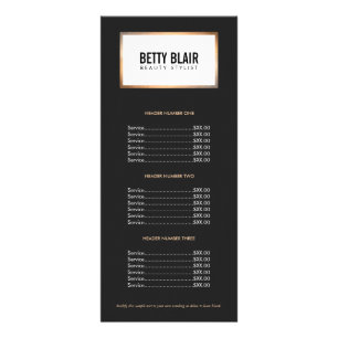 Simple Modern Back and White Gold Price List ラックカード