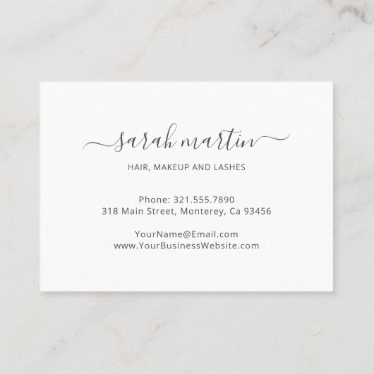 Simple Modern Beauty Salon Blush Pink Elegant 名刺 (裏面)