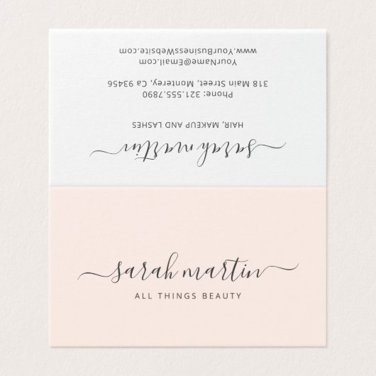 Simple Modern Beauty Salon Blush Pink Elegant 名刺 (外部フラット)