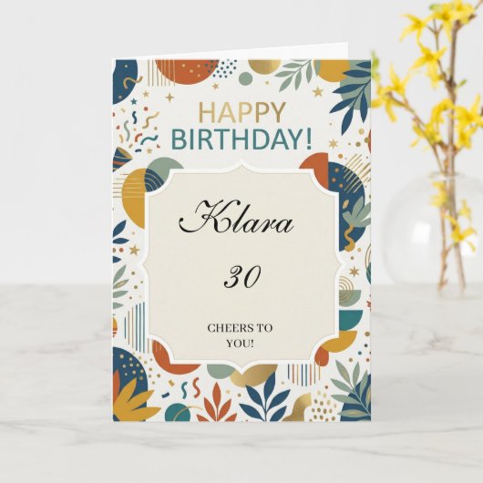 Simple Modern Birthday Card カード (黄色い花)