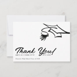 Simple Modern Black and White Graduation サンキューカード