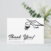 Simple Modern Black and White Graduation サンキューカード (スタンド正面)