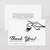 Simple Modern Black and White Graduation サンキューカード (正面/裏面)