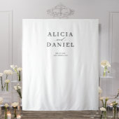 Simple modern black and white wedding backdrop タペストリー