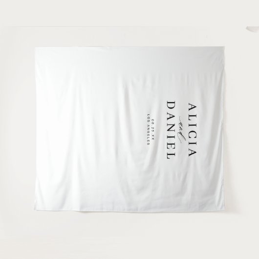 Simple modern black and white wedding backdrop タペストリー (正面(横))